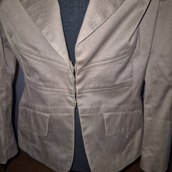 Bedo Darker Tan Fitted Cotton Blazer (M) - Picture 4 of 9